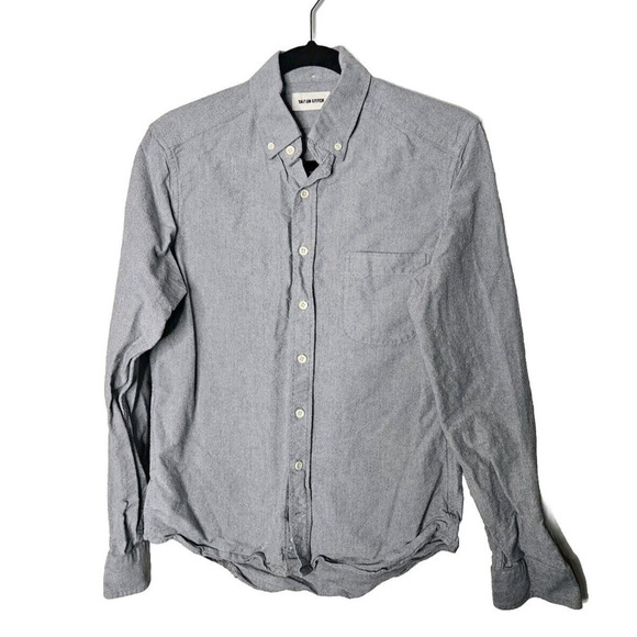Taylor Stitch Button Up Shirt Pocket Handmade Cotton Mens 36 Gray - Picture 1 of 7